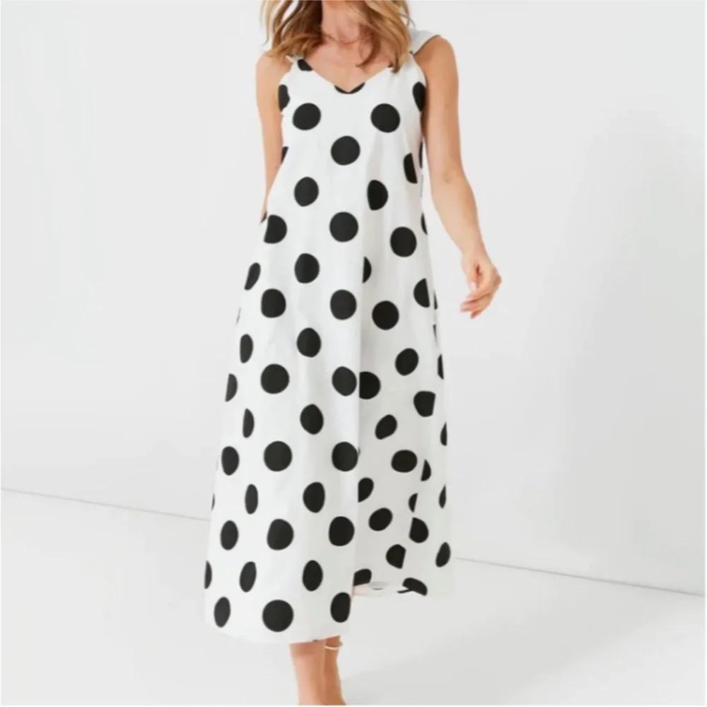 Pomander place Conrad dress in white and black polka dots - size large - Picture 1 of 10